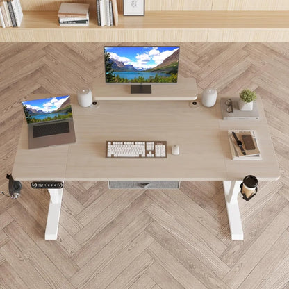 Adjustable Height Sit Stand Up Desk with Storage Shelf