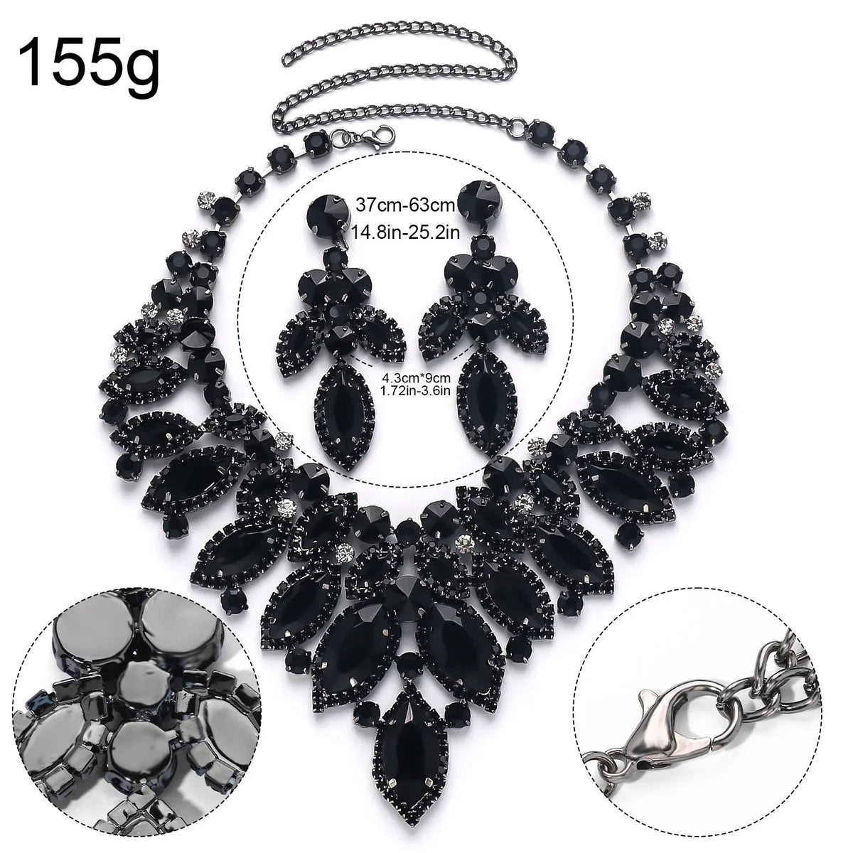 Rhinestone Drop Necklace & Earring Set