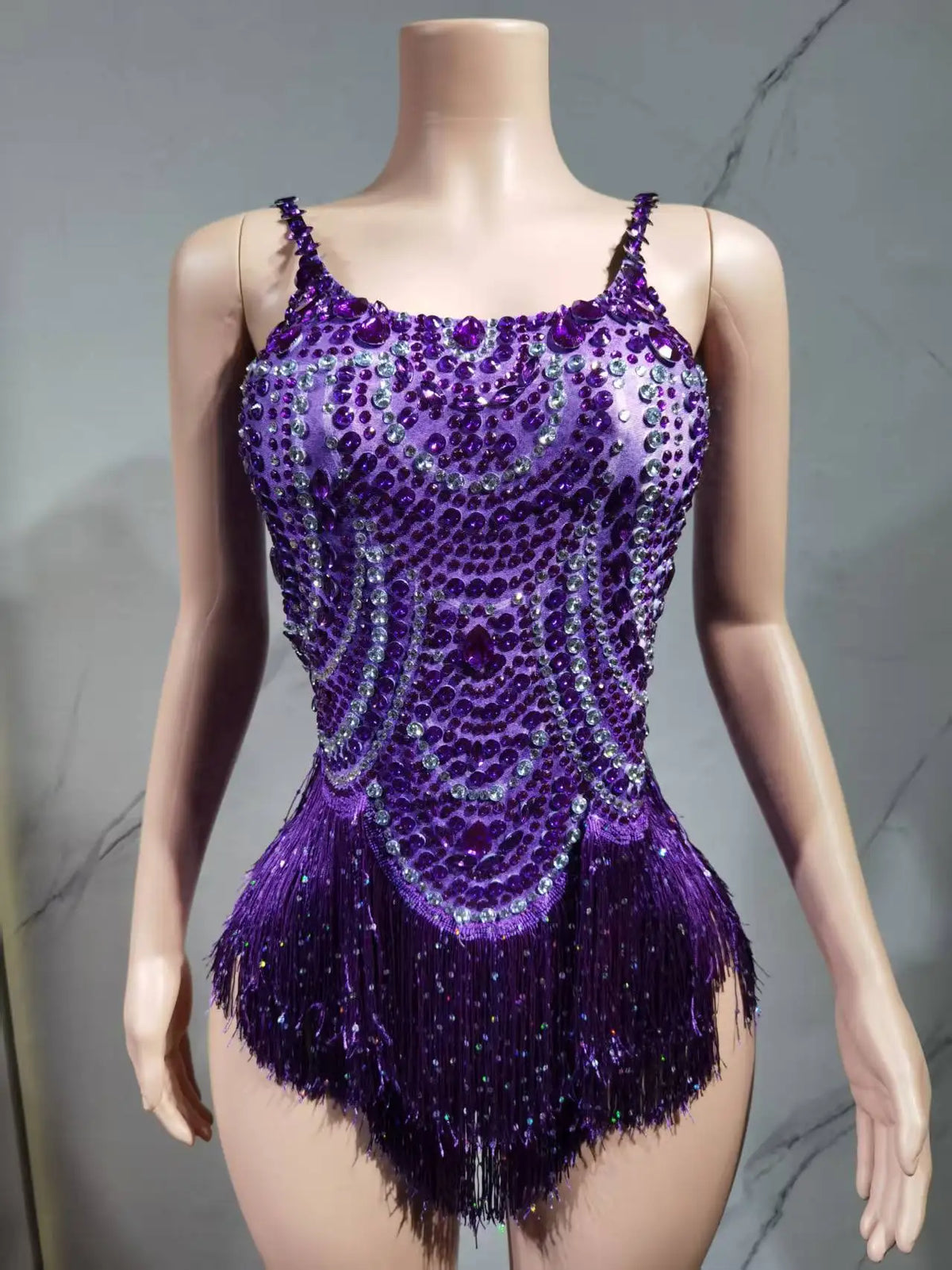 The Stardust Festival Fringe Bodysuit – Luxury Rhinestone Tassel Showgirl Costume
