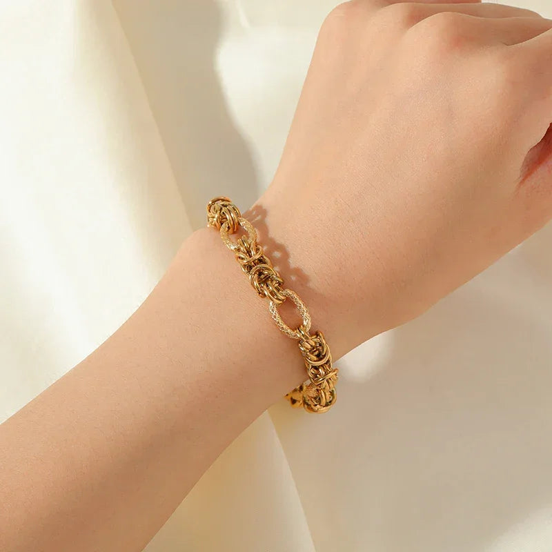 EILIECK 316L Stainless Steel Twisted Bracelet Bangles For Women Trendy 18K Gold Plated Wrist Chain Waterproof Jewelry Gift Party Luxlife Brands