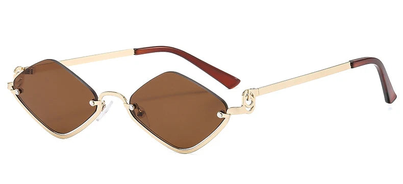 Fashion Small Polygonal Sunglasses Women Brand Metal Half Frame Glasses Ladies Hipster Sexy Cat Eye Shades Vintage