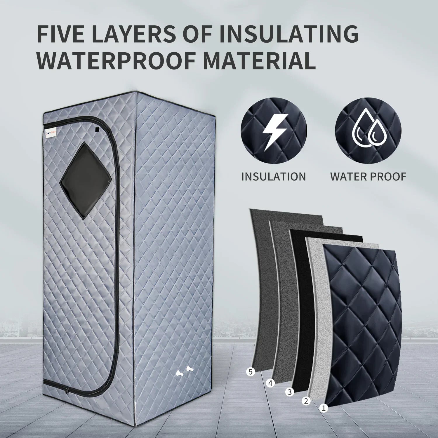 Portable Grey Home Sauna 1500W 4L Steam Pot With Folding Chair & Remote Control LUXLIFE BRANDS