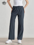 Alo Eup High Waist Wide Leg Dstring Pants Summer Casual Fitn Outdoor Sports Straight Leg Loose Fit Trousers Luxlife Brands