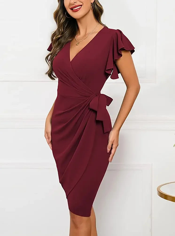 Summer Wrap Deep V Party Dress - LUXLIFE BRANDS