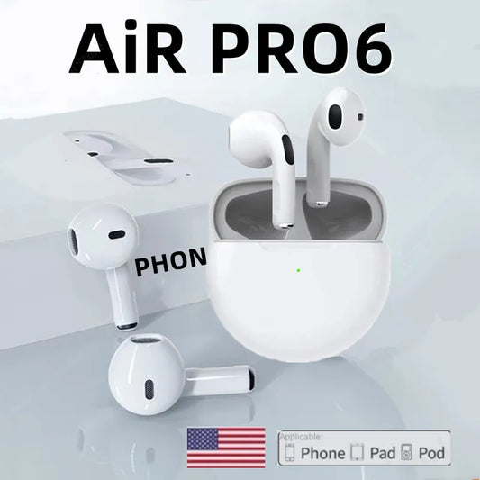 Original Air Pro 6 TWS Wireless Bluetooth Earphones Mini Pods Earbuds Sport Headset For Xiaomi Android Apple iPhone Headphones LUXLIFE BRANDS