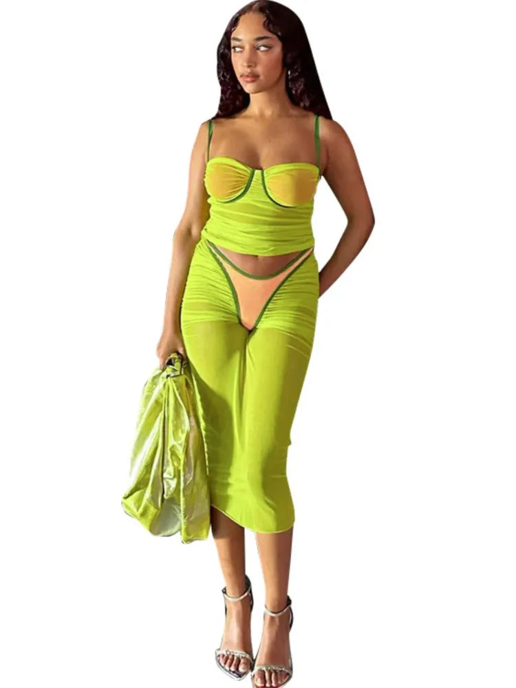 South Beach Resort Crop Top & Midi Skirt Outfit LUXLIFE BRANDS