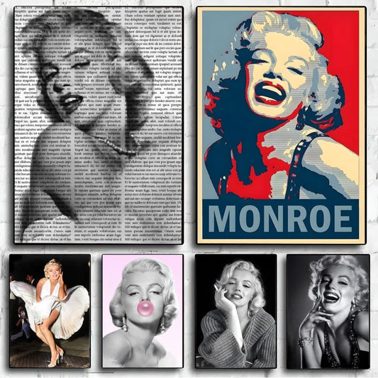 M-Marilyn Monroe  Poster No Framed Poster Kraft Club Bar Paper Vintage Poster Wall Art Painting Bedroom Study Stickers