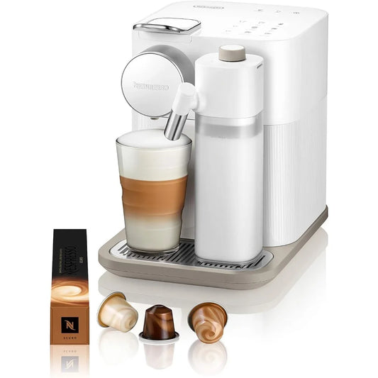 Espresso Machine With Milk Frother Coffee Capsules Maker Italian Capsule Kitchen Appliances Home, Fresh White LUXLIFE BRANDS