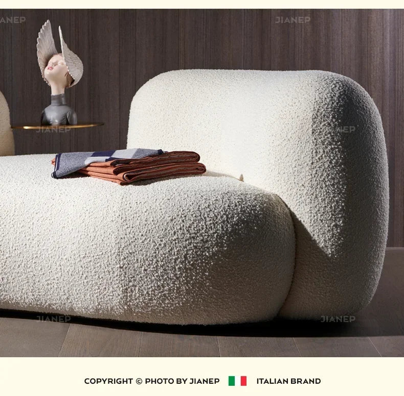 Italian Pea Sofa Lambswool Modern Light Luxury Designer Small Apartment Living Room Space Arc Shaped Cashew Corner furniture