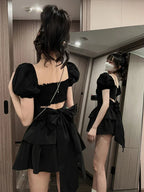 2022 White Sexy Backless Mini Dress Women Korean Fashion Casual Elegant Party Dress Female Ruffle Kawaii Lolita Party Y2k Dress Luxlife Brands