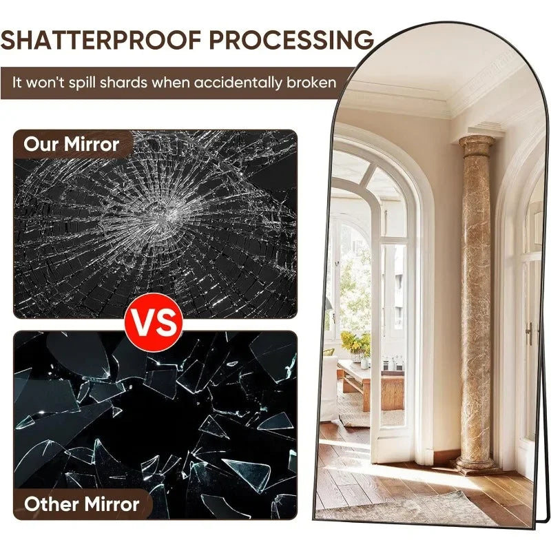 Full Length Mirror, Arched Floor Standing Mirror Full Body Mirror with Stand for Bedroom, Hanging Mounted Mirror for Living Room LUXLIFE BRANDS