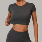 Yoga T-shirt Women's Short Sleeved Sports T-shirt Quick Drying Workout Short Sleeved Pilates Running Tights Exercise Fitness Top Luxlife Brands