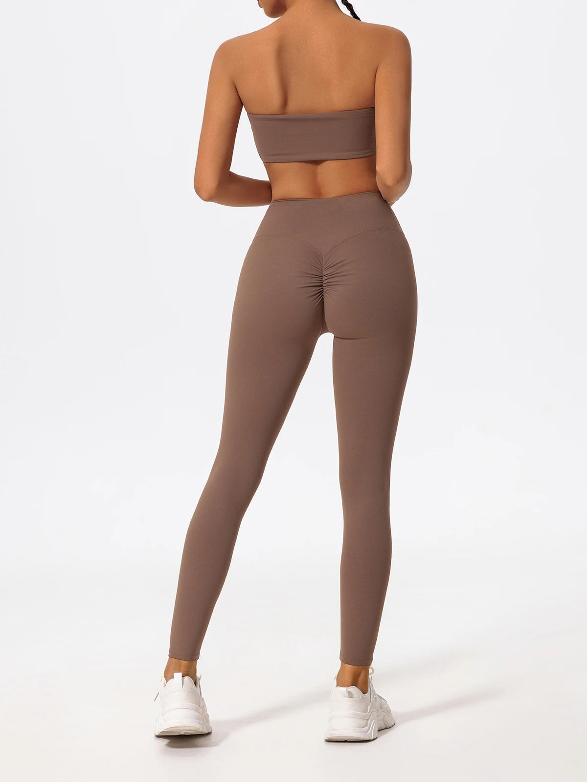 Ctenkevet Summer Women's Breathable Yoga Set Female High Waist Drawstring Sports Suit 2ps Women Fitness Wear Strapless Bra Woman