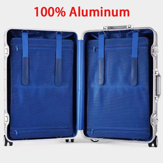 Aluminum Magnesium Suitcases 20" 26" 30" Rolling Luggage