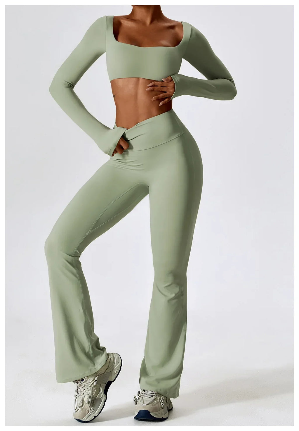 Yoga Shirts Fitness Long Sleeve Women Sport Crop Top Women Square Neck Gym Top Yoga T-Shirt Clothing Casual Quick Dry Sportswear