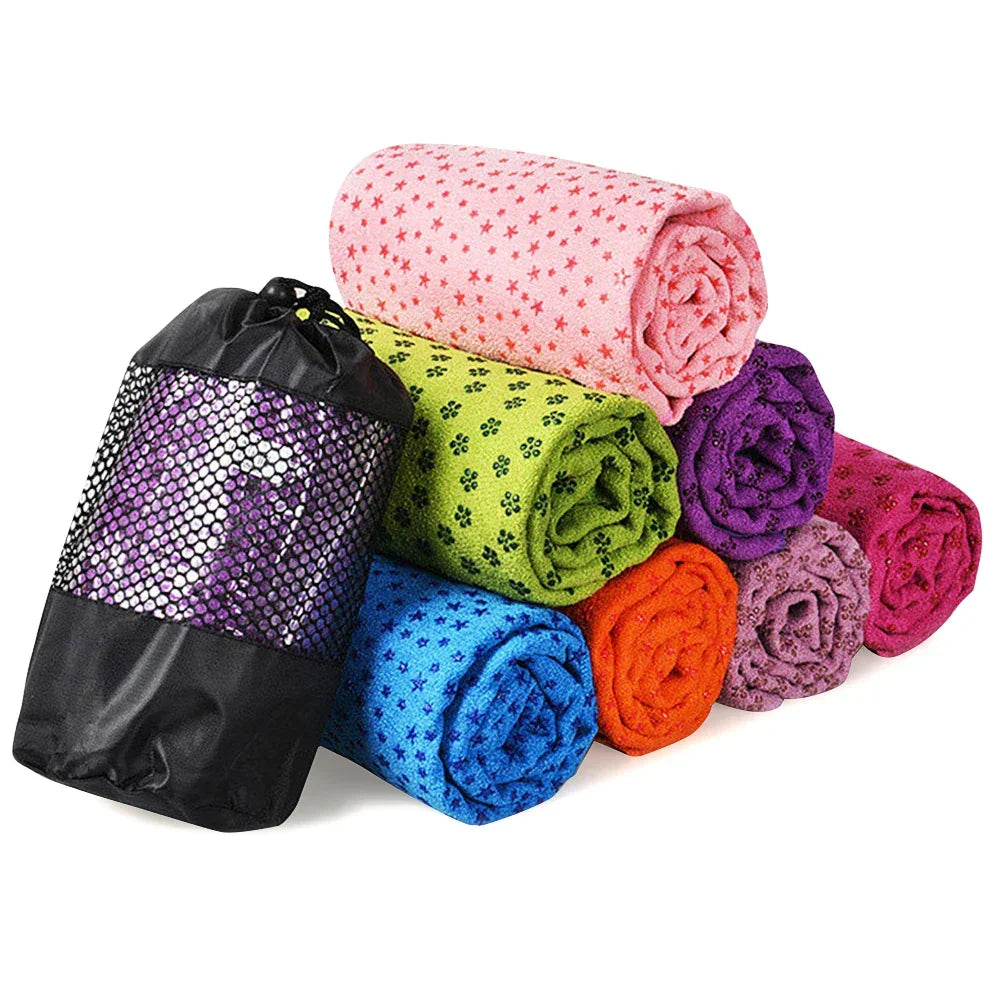 Yoga Mat Cover Towel Non-Slip Sweat Absorbent Solid Foldable Portable Pilates Exercise Sports Travel Fitness Blanket 183CM*63CM