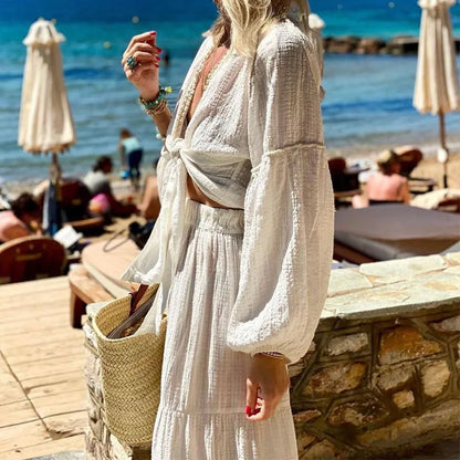 Mykonos Puff Sleeve + Long Skirt Set