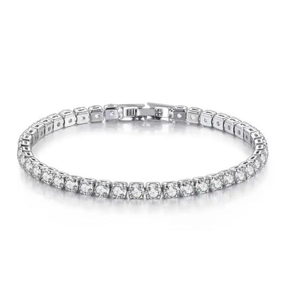 Double Row Moissanite Tennis Bracelet 3mm White Gold Plated Sterling Silver Lab Diamond with GRA Bracelet For Women Men