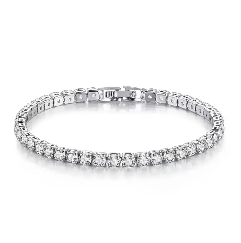 Double Row Moissanite Tennis Bracelet 3mm White Gold Plated Sterling Silver Lab Diamond with GRA Bracelet For Women Men Luxlife Brands