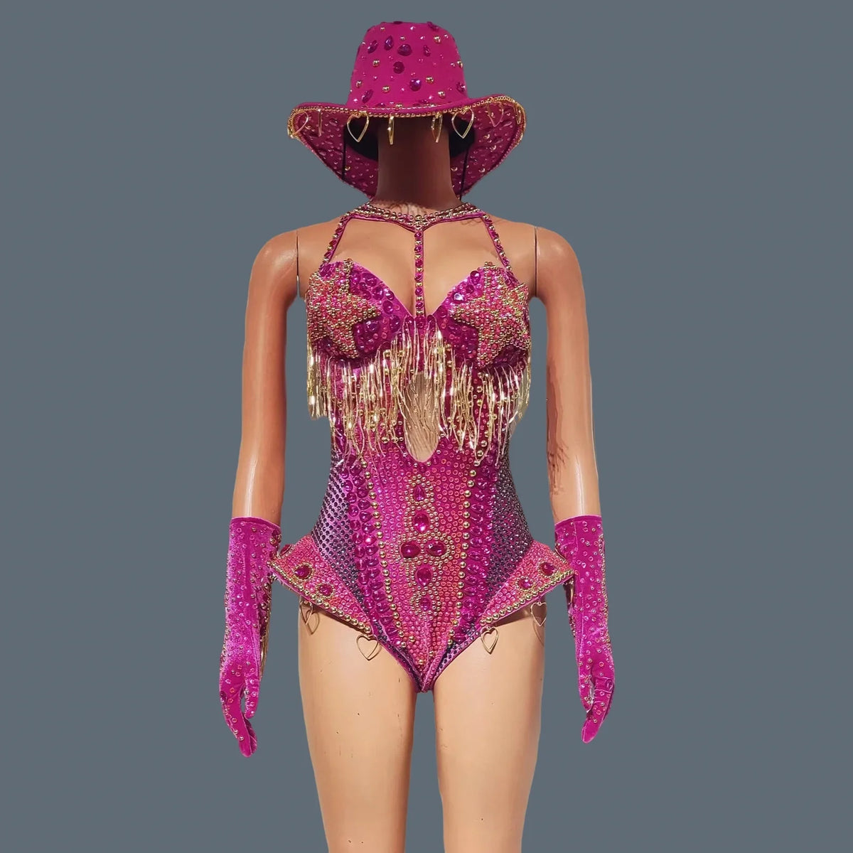 The Stardust Showstopper 4-Piece Rhinestone Ensemble – Luxury Stage Bodysuit & Jumpsuit Set