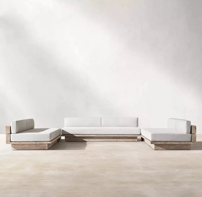 Outdoor Sofa, Creative Garden Courtyard Teak Furniture, Waterproof and Sun-proof, Outdoor Open-air Sofa Set