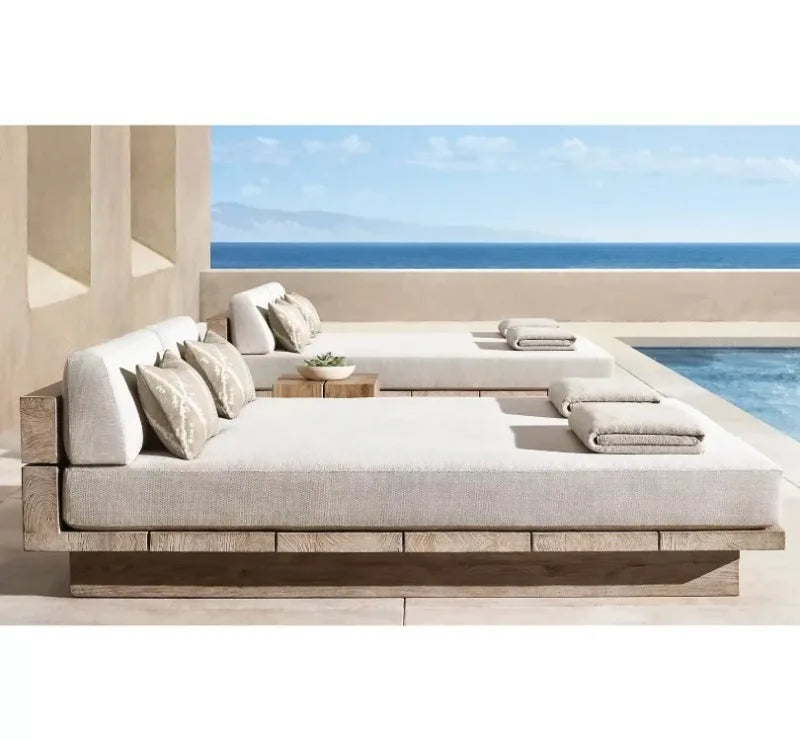 Outdoor Sofa, Creative Garden Courtyard Teak Furniture, Waterproof and Sun-proof, Outdoor Open-air Sofa Set