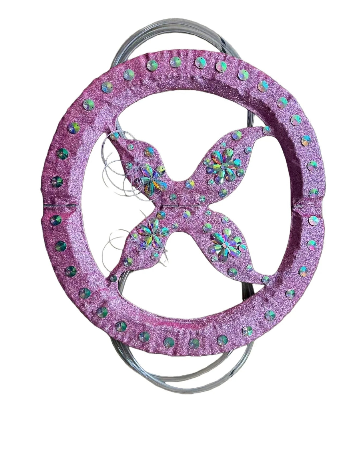 Rhinestone-Embellished Feather Backpiece Frame with Harness