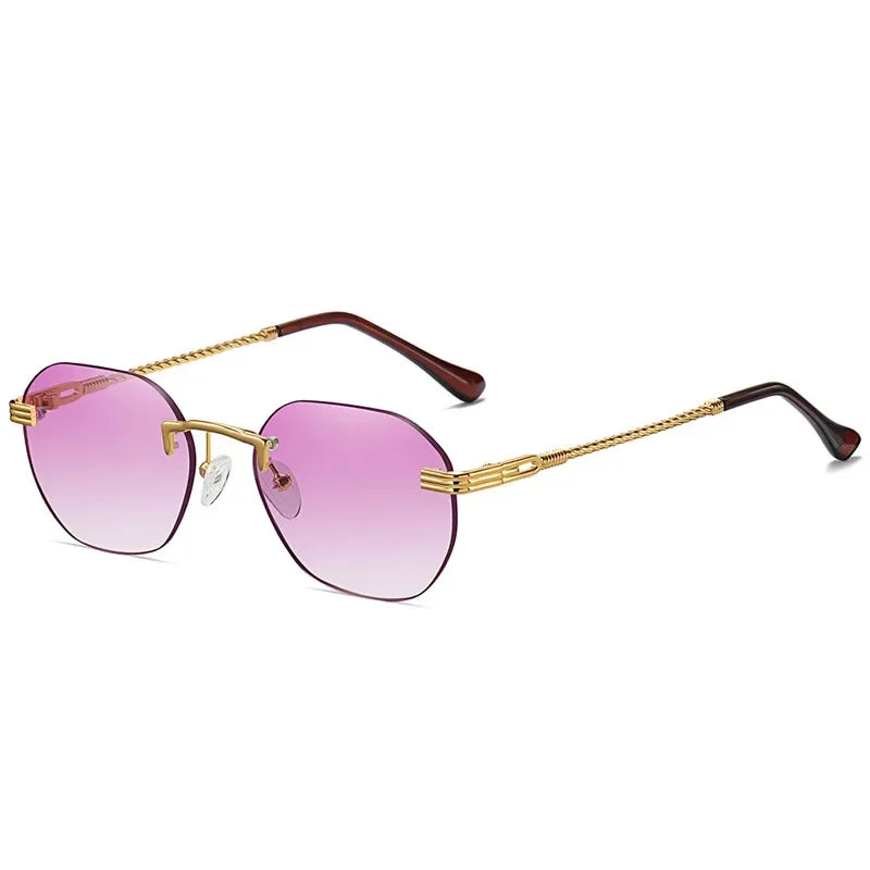Frameless Gold Metal Ladies Sunglasses Rimless Gradient Lens Blue Fashion Sun Glasses For Men Uv400 Summer 2023