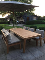 Nordic Hotel Villa Outdoor Sofas Garden Furniture Waterproof PE Hotel Villa Garden Rattan Aluminum Teak Wood Sectional Sofa Set Luxlife Brands