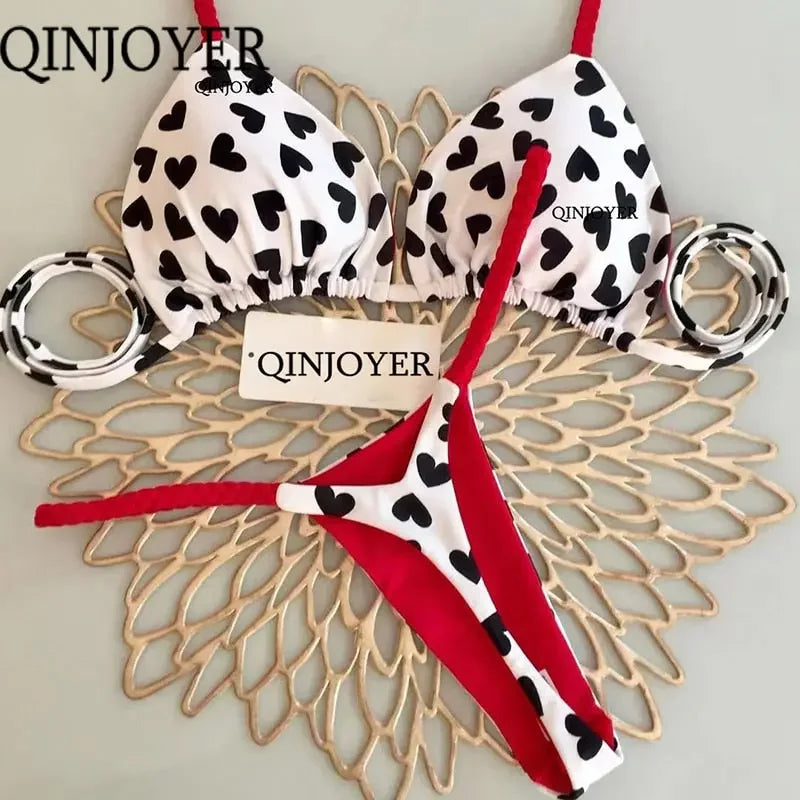 QINJOYER Swimwear Women Leopard Print Bikini Biquini Brazilian Swimwear 2 Piece Set Women Bikini String Swimming Suit Beach Wear