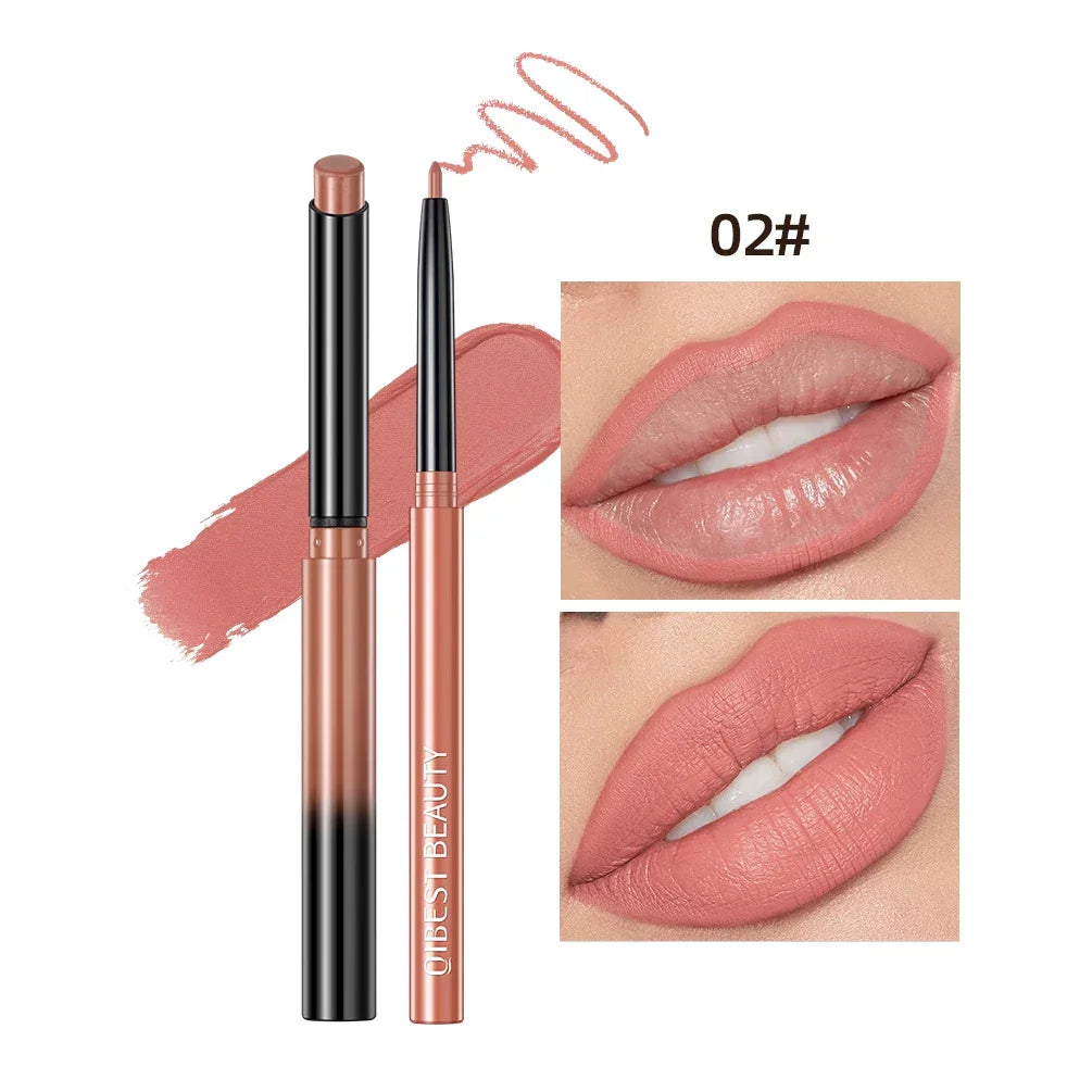 QIBEST Lipstick Pencil Waterproof Sexy Red Nude Purple Matte Tint Lipstick Lasting Lip liner Pen Longlasting Makeup Cosmetics Luxlife Brands