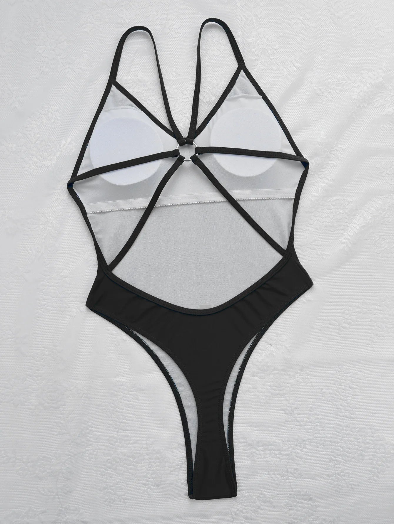 Sexy One Piece Swimsuit Women Ring Linked Bathing Suit String Bandage Swimwear Cut Out Monokini Summer Beach Swim Suit Bather Luxlife Brands