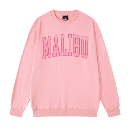 Malibu Pink Oversized Cotton Long Sleeve Sweatshirt