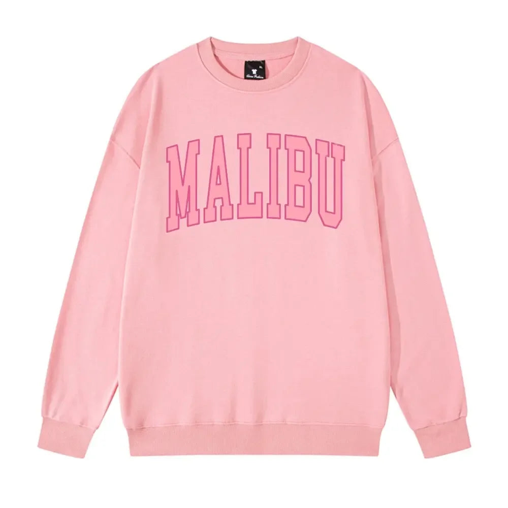 Malibu Pink Oversized Cotton Long Sleeve Sweatshirt