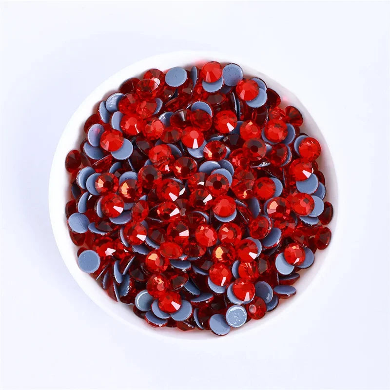 SS3-SS30 Red Series Hotfix Glass Flat-Back Rhinestones