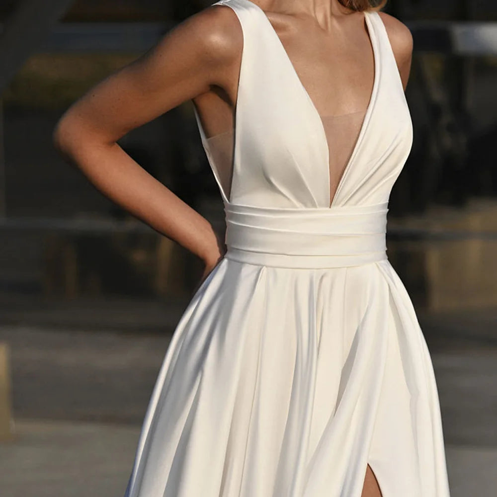 Satin A-Line Wedding Dress - Custom LUXLIFE BRANDS