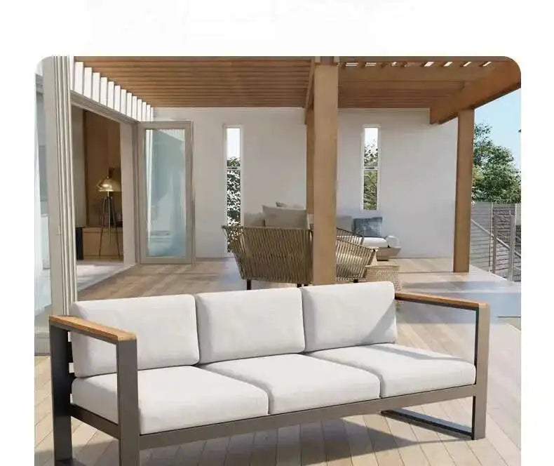Aluminum Alloy Garden Sofas Waterproof Sunscreen Outdoor Furniture Home Courtyard Balcony Garden Sofa Coffee Table Combination L
