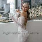 Eightree Elegant Mermaid Wedding Dresses Boho Long Sleeves Lace Bridal Dress White Backless Evening Wedding Gowns Custom Size LUXLIFE BRANDS