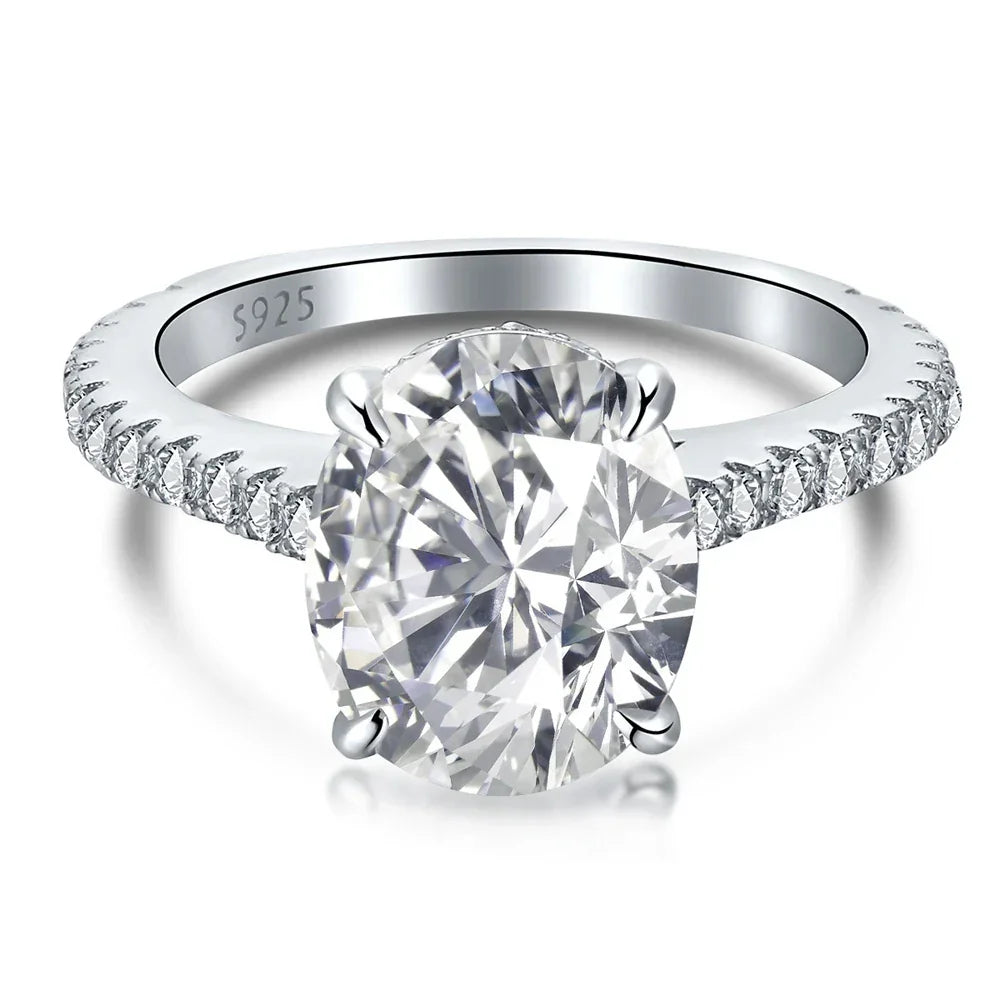 WUIHA New 925 Sterling Silver Oval Pear Cut 5CT/7CT/8CT White Sapphire Created Moissanite Diamonds Ring for Women Gift Wholesale