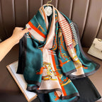 180*90cm Luxury Brand Spring Summer Autumn Women Clothing New Fashion Color matching printed silk scarf lady popular turba Luxlife Brands