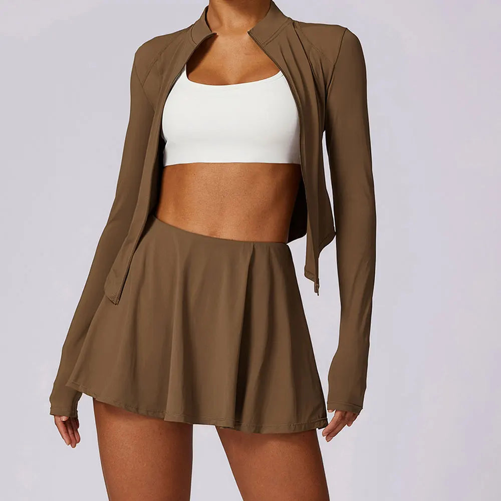 Long Sleeve Sports Skirt Set