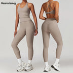 Hearuisavy 2-Piece Yoga Sets Sports Suit Women Fitness Tracksuit Running Workout Shirt Yoga Clothing Quick-Drying Gym Set Women Luxlife Brands