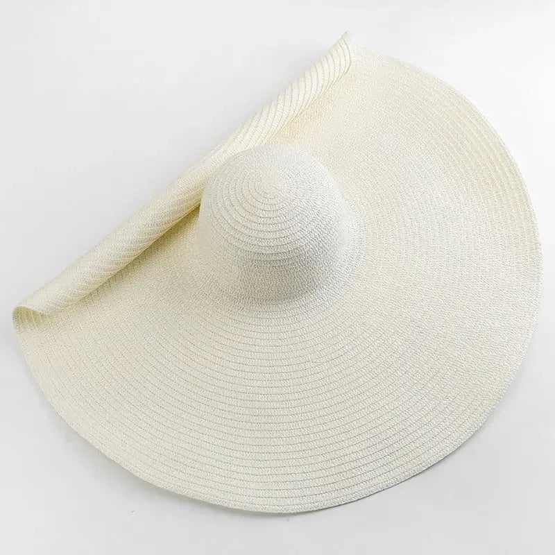 70cm Oversized Wide Brim Sun Hat Travel Large UV Protection Beach Straw Hats Women's Summer Floppy Foldable Chapeaux Wholesale