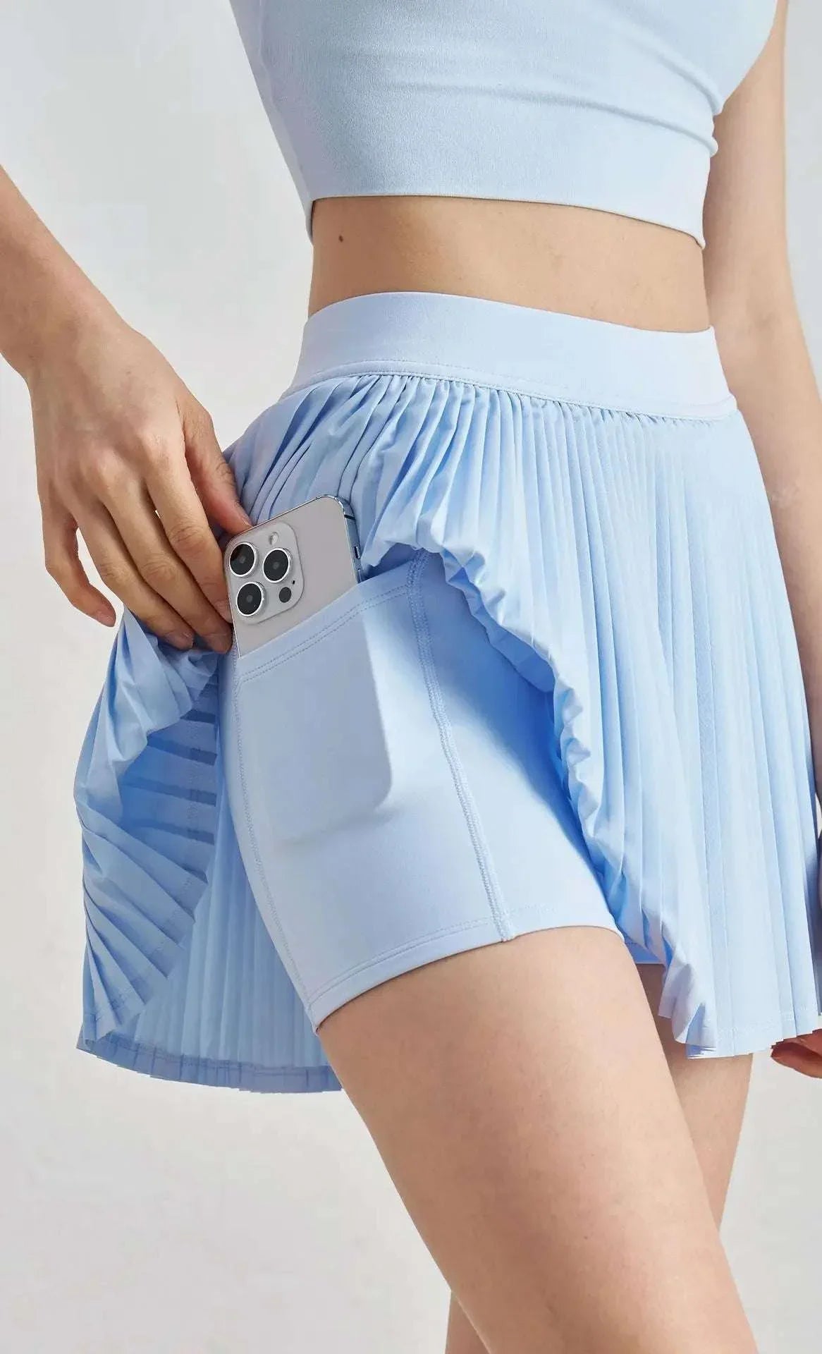 Solid Color Women Tennis Skirts High Waist Yoga Tennis Shorts Dress With Pockets Pleated Pocket Skirt Anti-Exhaust Quick Dry