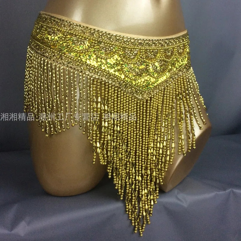 The Stardust Cabaret 2-Piece Ensemble – Luxury Sequin Fringe Bra & Belt Set