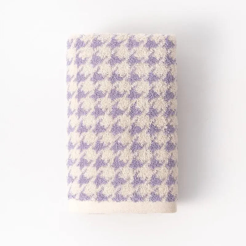 Retro Houndstooth Pure Cotton Towel Classic Plaid Jacquard Series Soft Skin-Friendly Face Towels Super Absorbent Bathroom Towel