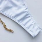 Sexy Metal Chains String High Cut One Piece Swimsuit Women Swimwear Female Monokini Tummy Cut Out Bathing Suit Swim Beach Wear Luxlife Brands