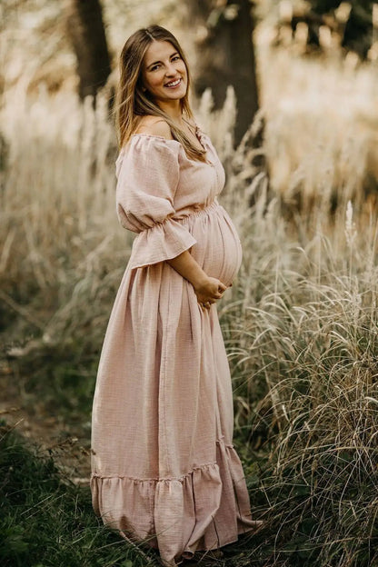 Maternity Linen Cotton Bohemian Dress