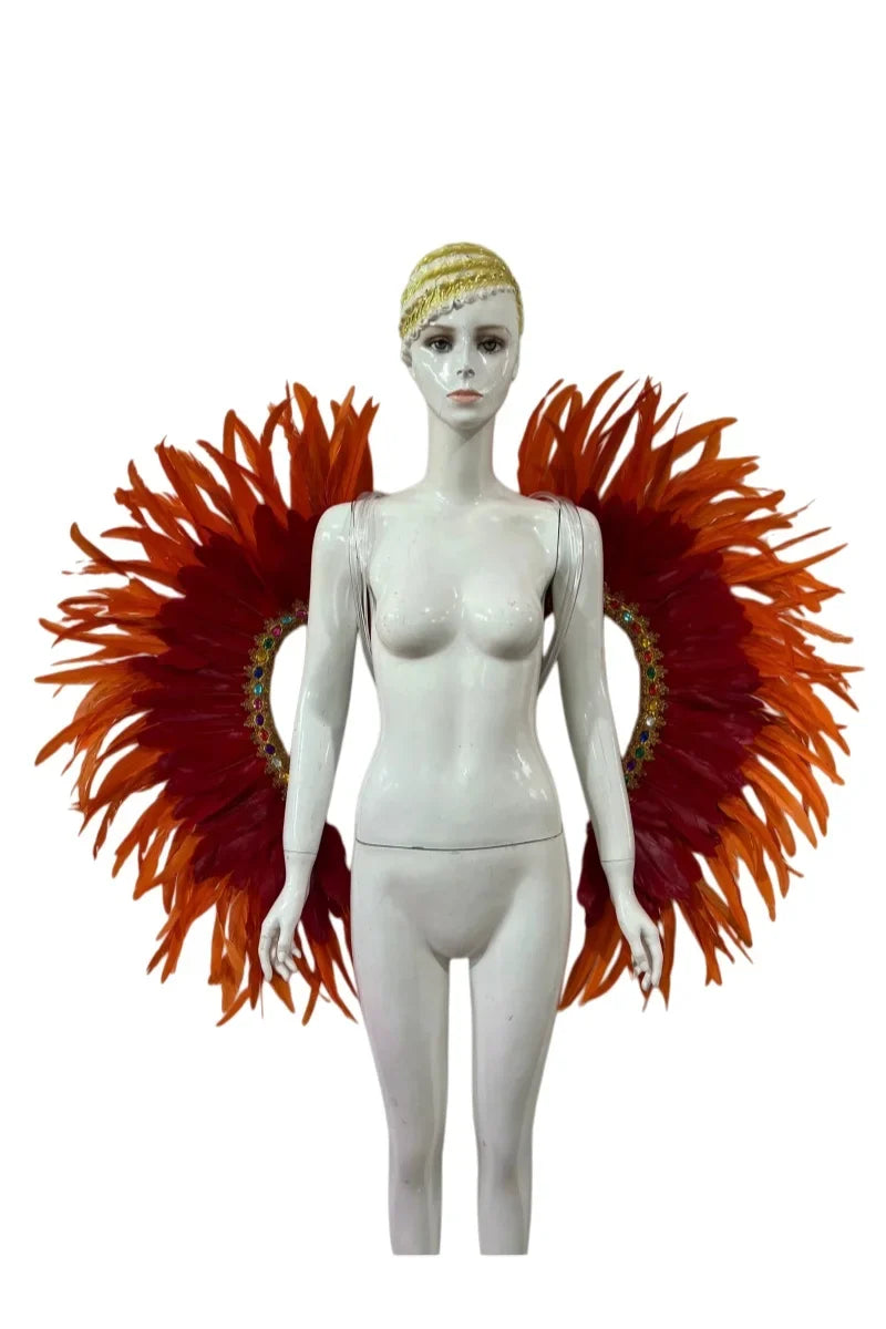 Two-Tone Feather Wing Backpiece Stage Costume Accessory