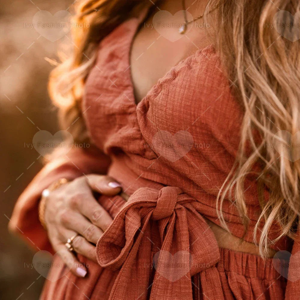 Marernity Linen Cotton Photo Shoot Gown Luxlife Brands